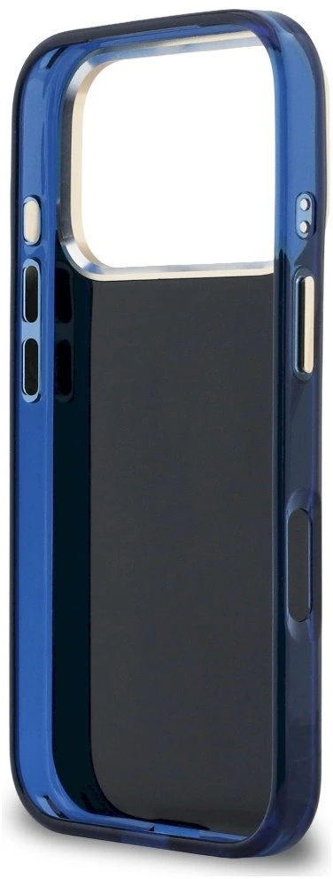 Guess IML 4G Script Metal Logo dėklas skirtas iPhone 17 Pro Mėlyna