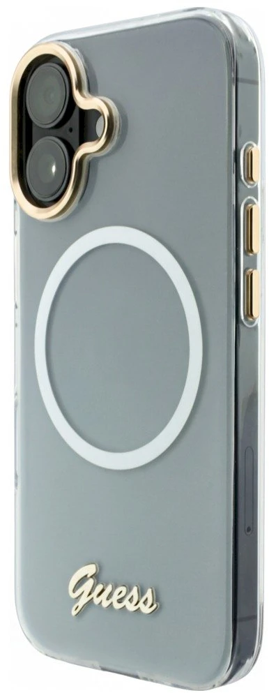 „Guess IML Gradient Script“ metalinis „MagSafe“ dėklas, skirtas „iPhone 17“ – Baltas
