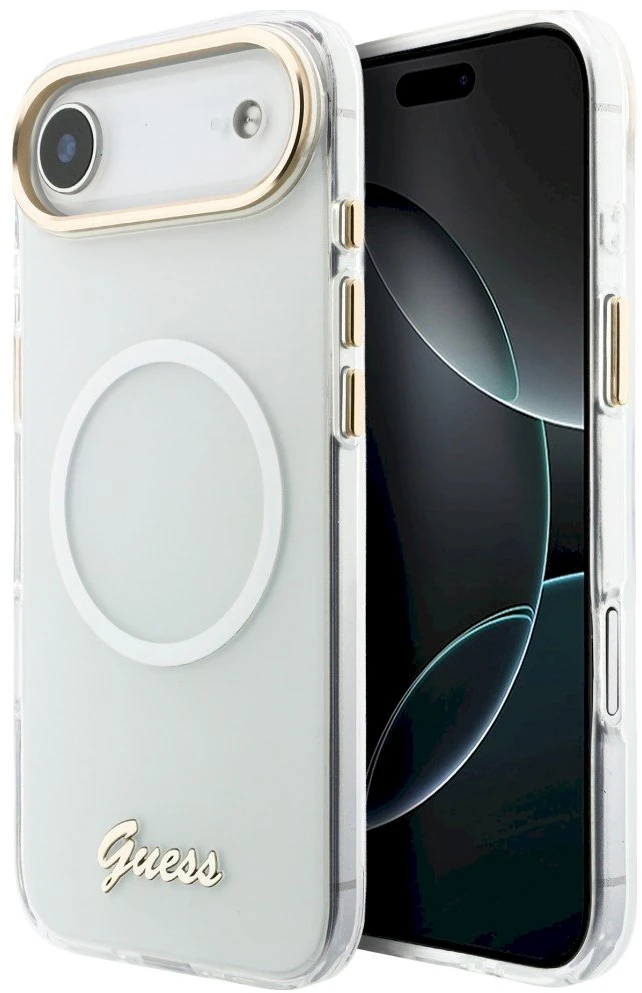 „Guess IML Gradient Script“ metalinis „MagSafe“ dėklas, skirtas „iPhone Air“ – Baltas