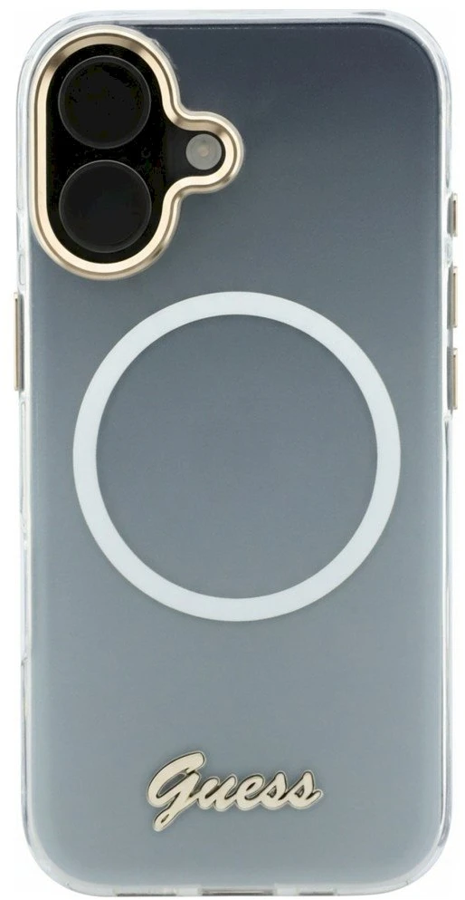 „Guess IML Gradient Script“ metalinis „MagSafe“ dėklas, skirtas „iPhone 17“ – Baltas