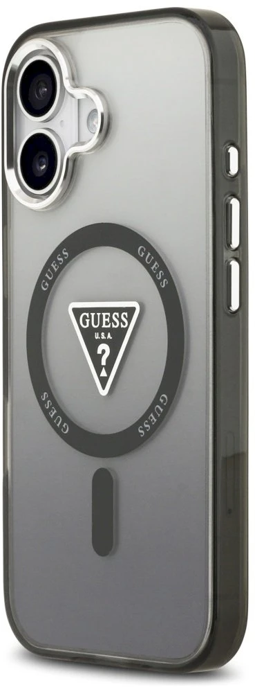 GUESS dėklas, skirtas IPHONE 17, suderinamas su MagSafe GUHMP17SHGTMLCGK (IML gradientas su trikampio logotipu), juodas