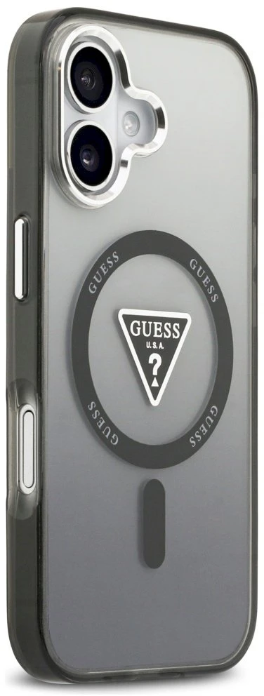 GUESS dėklas, skirtas IPHONE 17, suderinamas su MagSafe GUHMP17SHGTMLCGK (IML gradientas su trikampio logotipu), juodas