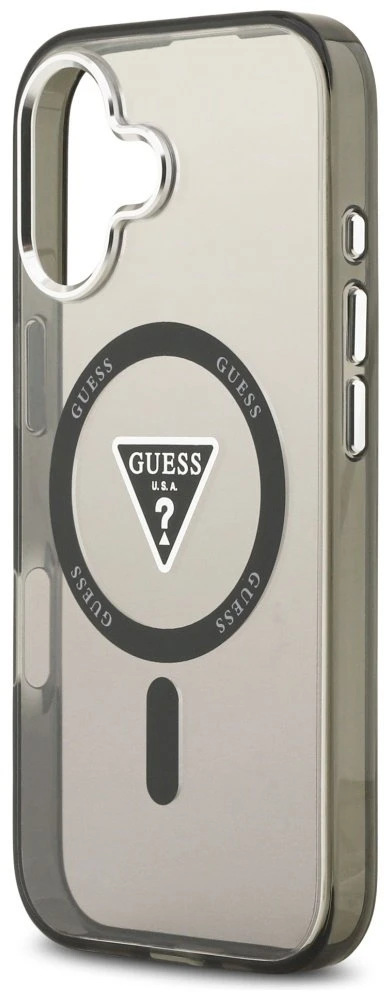 GUESS dėklas, skirtas IPHONE 17, suderinamas su MagSafe GUHMP17SHGTMLCGK (IML gradientas su trikampio logotipu), juodas