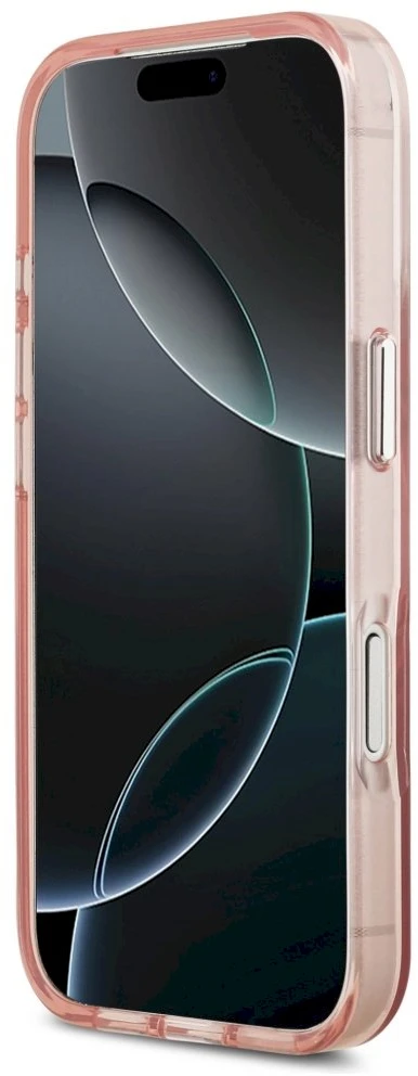 GUESS dėklas, skirtas IPHONE 17 Pro, suderinamas su MagSafe GUHMP17LHGTMLCGP (IML gradientas su trikampio logotipu), rožinis