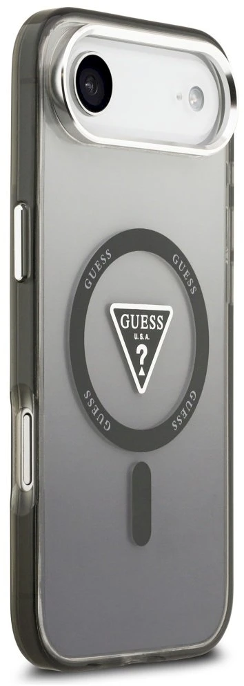 GUESS dėklas, skirtas IPHONE 17 Air, suderinamas su MagSafe GUHMP17MHGTMLCGK (IML gradientas su trikampio logotipu), juodas