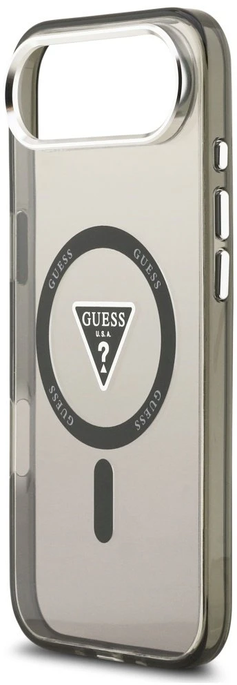 GUESS dėklas, skirtas IPHONE 17 Air, suderinamas su MagSafe GUHMP17MHGTMLCGK (IML gradientas su trikampio logotipu), juodas