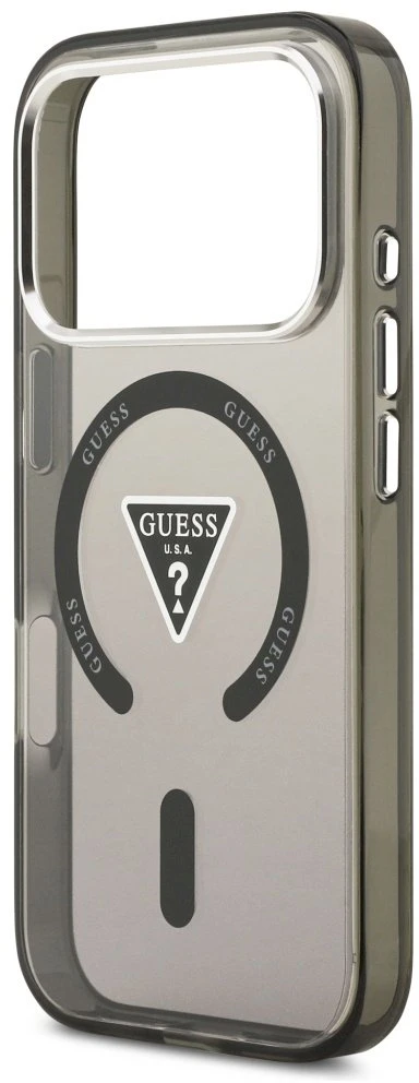 GUESS dėklas, skirtas IPHONE 17 Pro, suderinamas su MagSafe GUHMP17LHGTMLCGK (IML gradientas su trikampio logotipu), juodas