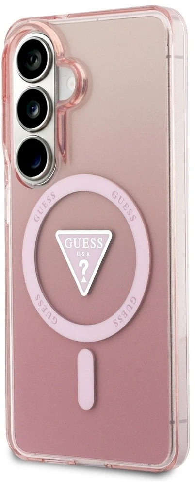Dėklas Guess IML Gradient Triangle MagSafe Samsung Galaxy S26 rožinės spalvos