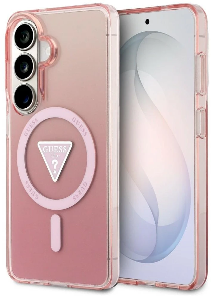 Dėklas Guess IML Gradient Triangle MagSafe Samsung Galaxy S26 rožinės spalvos