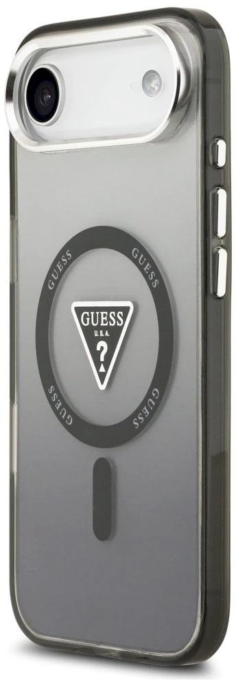 GUESS dėklas, skirtas IPHONE 17 Air, suderinamas su MagSafe GUHMP17MHGTMLCGK (IML gradientas su trikampio logotipu), juodas