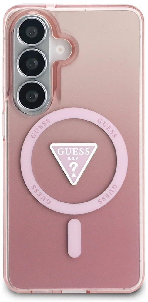 Dėklas Guess IML Gradient Triangle MagSafe Samsung Galaxy S26 rožinės spalvos