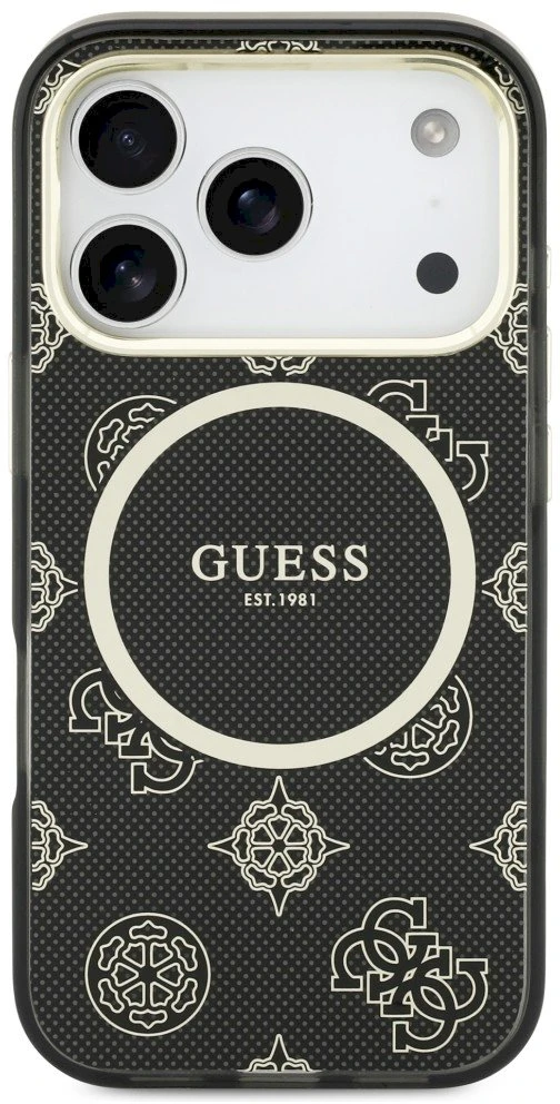 „Guess IML Peony Dot MagSafe“ dėklas, skirtas „iPhone 17 Pro“ – Juodas