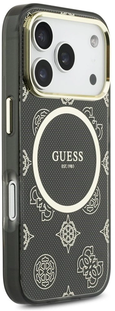 „Guess IML Peony Dot MagSafe“ dėklas, skirtas „iPhone 17 Pro“ – Juodas
