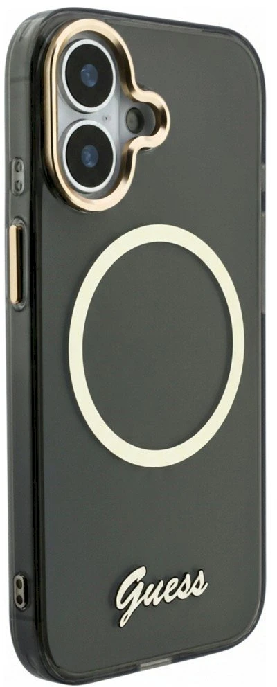 „Guess IML Script“ metalinis „MagSafe“ dėklas, skirtas „iPhone 17“ – Juodas