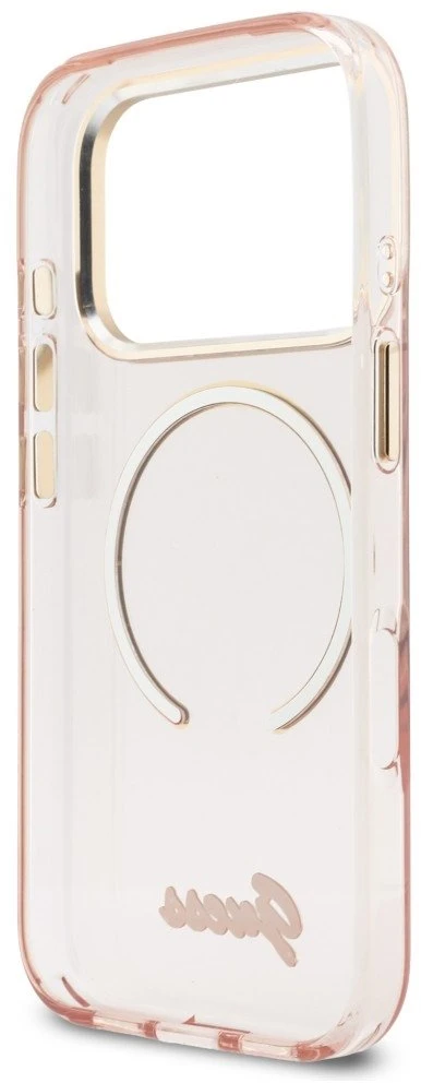 Dėklas Guess IML Script Metal MagSafe Case for iPhone 17 Pro - Rožinė