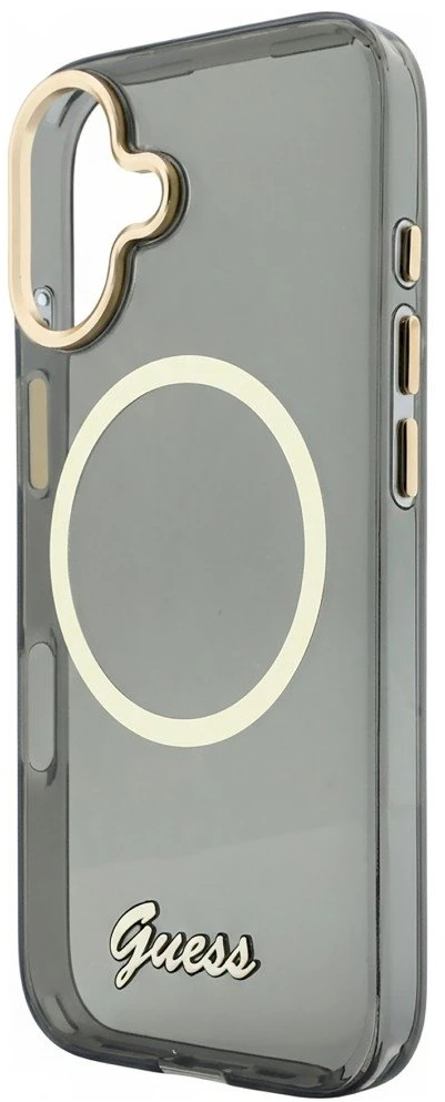 „Guess IML Script“ metalinis „MagSafe“ dėklas, skirtas „iPhone 17“ – Juodas