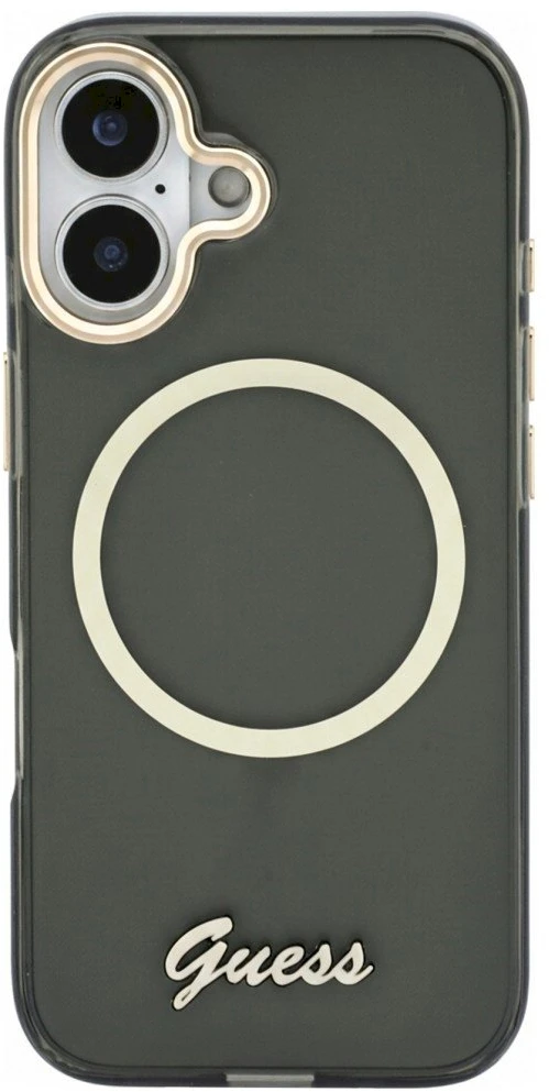 „Guess IML Script“ metalinis „MagSafe“ dėklas, skirtas „iPhone 17“ – Juodas