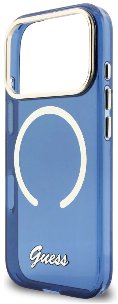 „Guess IML Script“ metalinis „MagSafe“ dėklas, skirtas „iPhone 17 Pro Max“ - Mėlyna
