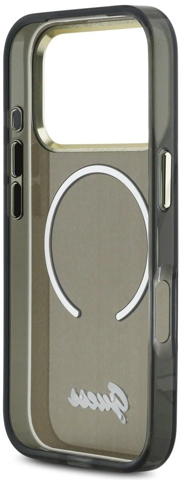 „Guess IML Script“ metalinis „MagSafe“ dėklas, skirtas „iPhone 17 Pro Max“ – Juodas