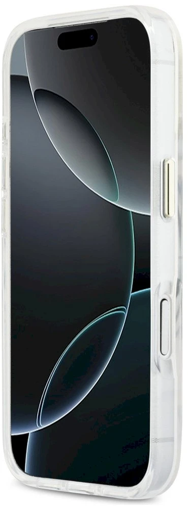 „Guess IML Script“ metalinis „MagSafe“ dėklas, skirtas „iPhone 17 Pro Max“ – skaidrus