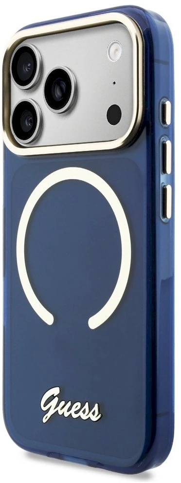 „Guess IML Script“ metalinis „MagSafe“ dėklas, skirtas „iPhone 17 Pro Max“ - Mėlyna