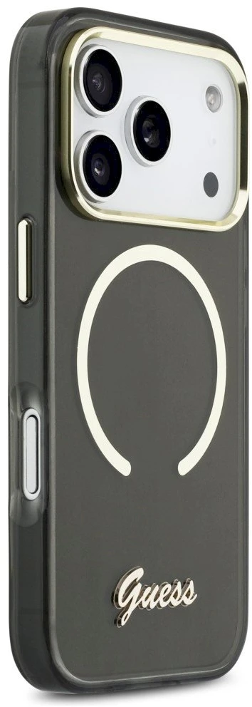 „Guess IML Script“ metalinis „MagSafe“ dėklas, skirtas „iPhone 17 Pro“ – Juodas