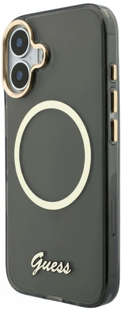 „Guess IML Script“ metalinis „MagSafe“ dėklas, skirtas „iPhone 17“ – Juodas