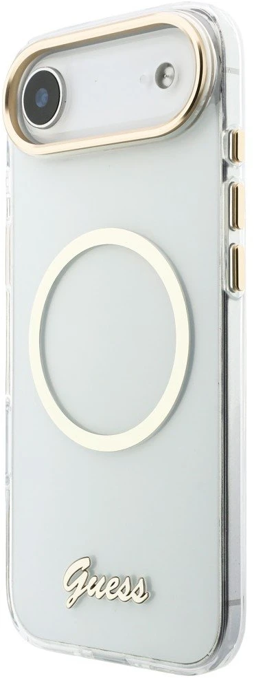 „Guess IML Script Metal MagSafe“ dėklas, skirtas „iPhone Air“ – skaidrus