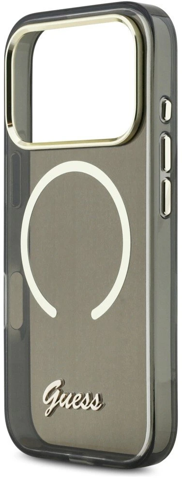 „Guess IML Script“ metalinis „MagSafe“ dėklas, skirtas „iPhone 17 Pro“ – Juodas