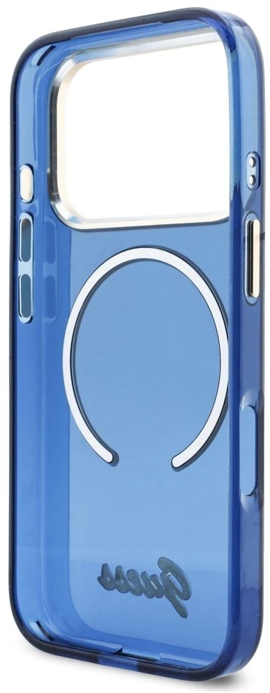 „Guess IML Script“ metalinis „MagSafe“ dėklas, skirtas „iPhone 17 Pro Max“ - Mėlyna