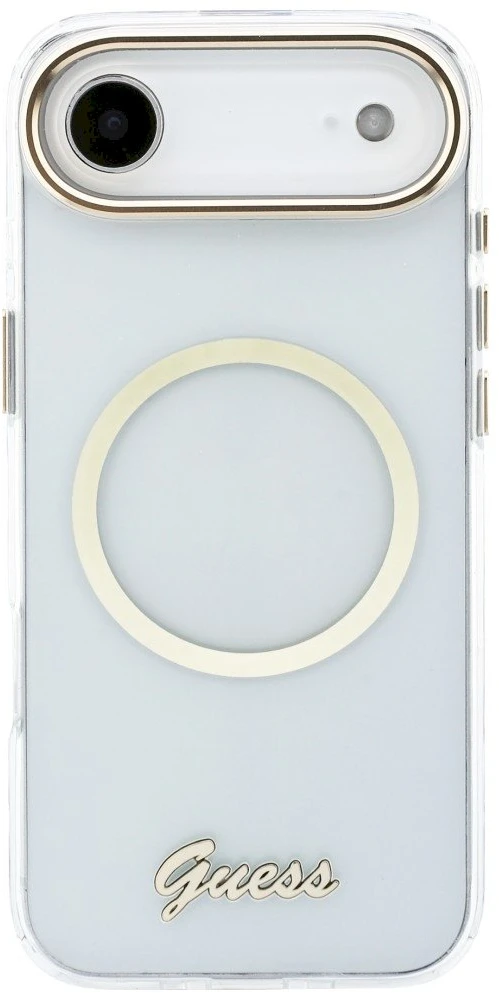 „Guess IML Script Metal MagSafe“ dėklas, skirtas „iPhone Air“ – skaidrus