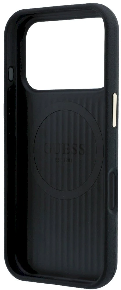 Dėklas Guess Kevlar Triangle Logo MagSafe Case, skirtas iPhone 17 Pro / 18 Pro - Juodas