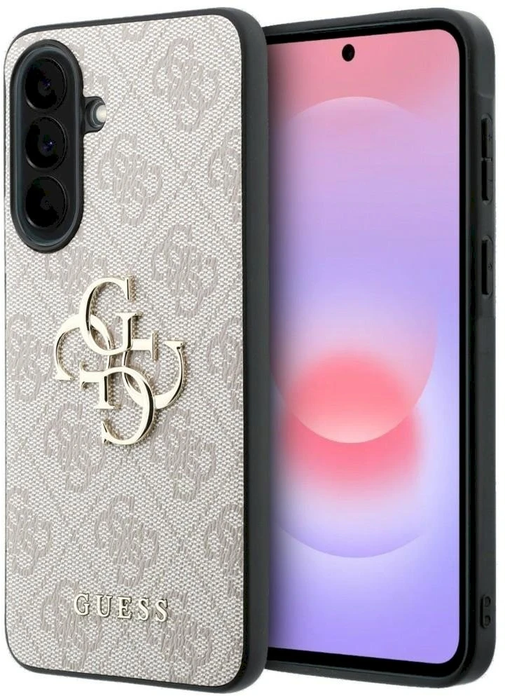 Guess PU 4G Metal Logo dėklas skirtas Samsung Galaxy A37 rožinės spalvos