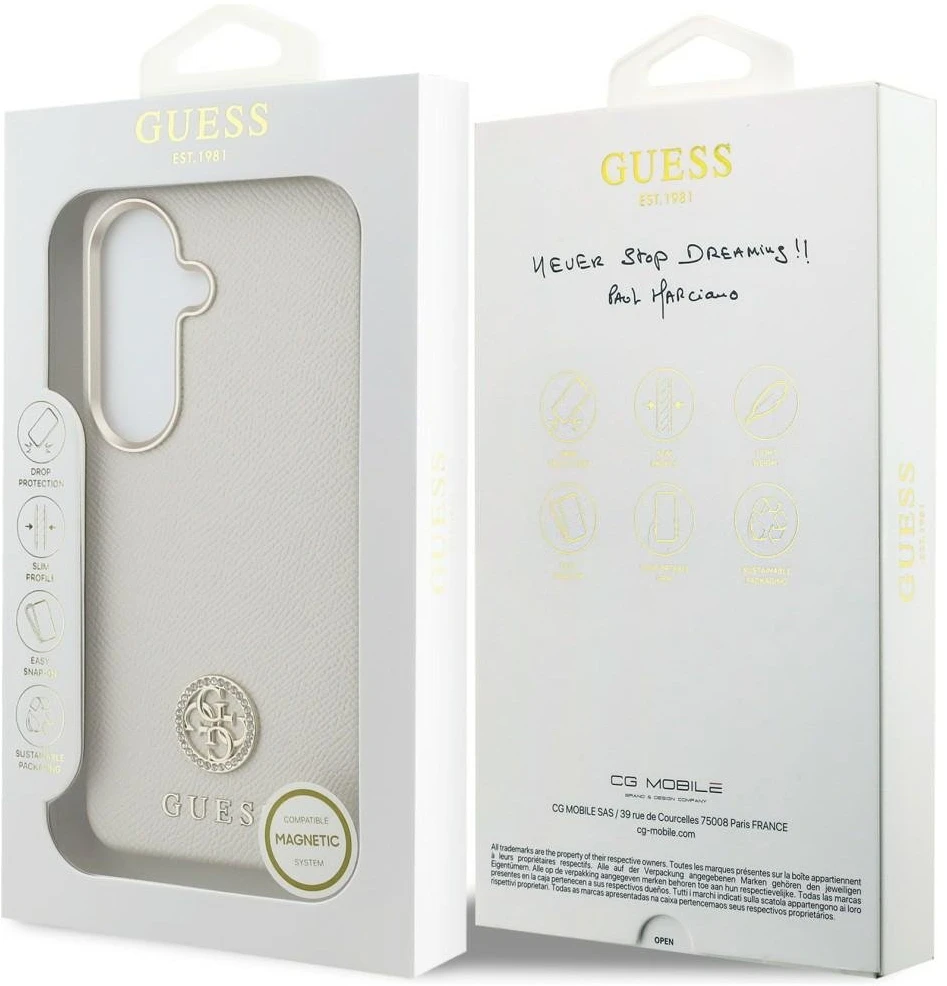 Telefono dėklas MagSafe suderinamas smėlio spalvos Guess