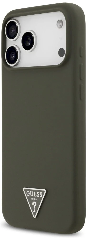 Guess Silicone Triangle Logo MagSafe - dėklas skirtas Apple iPhone 17 Pro Max khaki