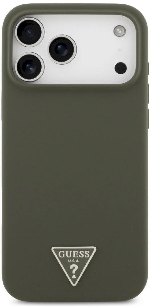 Guess Silicone Triangle Logo MagSafe - dėklas skirtas Apple iPhone 17 Pro Max khaki
