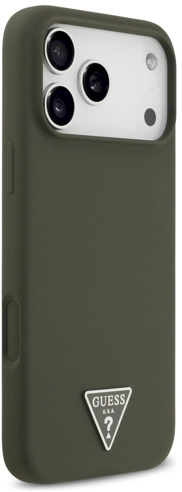 Guess Silicone Triangle Logo MagSafe - dėklas skirtas Apple iPhone 17 Pro Max khaki