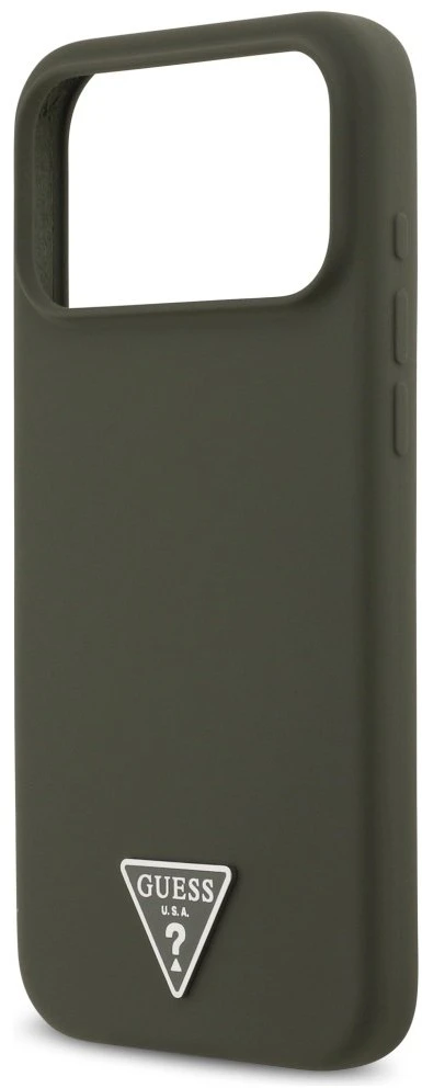 Guess Silicone Triangle Logo MagSafe - dėklas skirtas Apple iPhone 17 Pro Max khaki