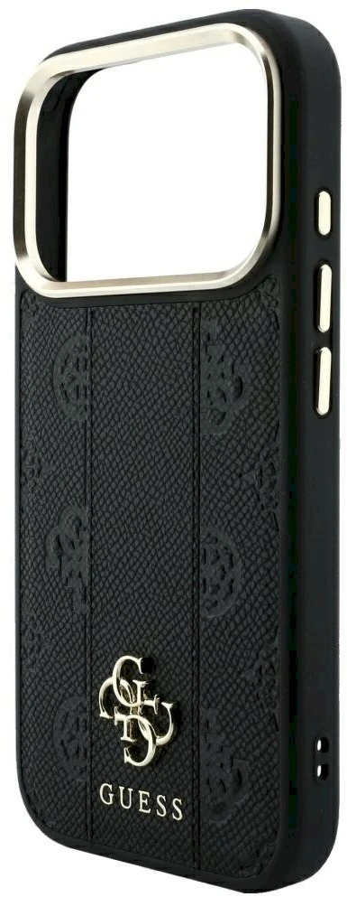 Dėklas Guess Case for IPHONE 18 Pro Max/17 Pro Max compatible with MagSafe (Stripe Peony 4G Logo) juodas
