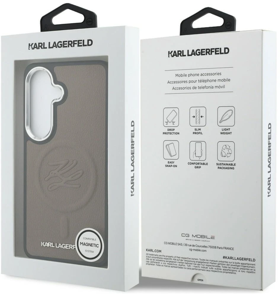 Dėklas Karl Lagerfeld Embossed Ring Initials MagSafe Samsung Galaxy S26 rudos spalvos