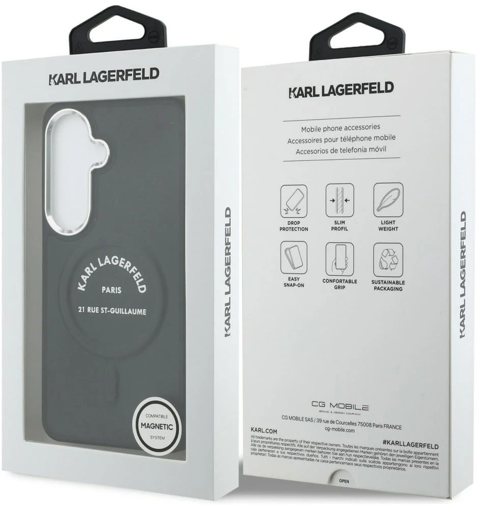 Karl Lagerfeld PU RSG Logo Magnetic dėklas skirtas Samsung Galaxy S26+ juodos spalvos