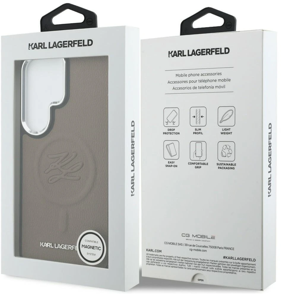 Dėklas Karl Lagerfeld Embossed Ring Initials MagSafe Samsung Galaxy S26 Ultra rudos spalvos