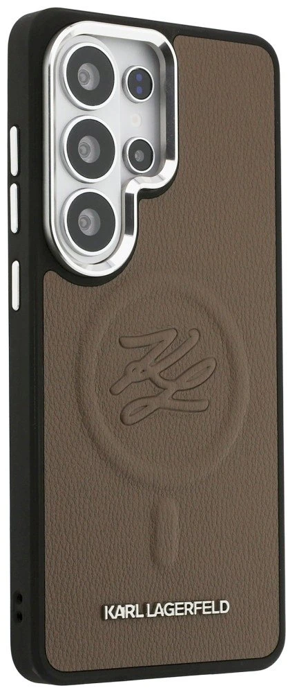 Dėklas Karl Lagerfeld Embossed Ring Initials MagSafe Samsung Galaxy S26 Ultra rudos spalvos