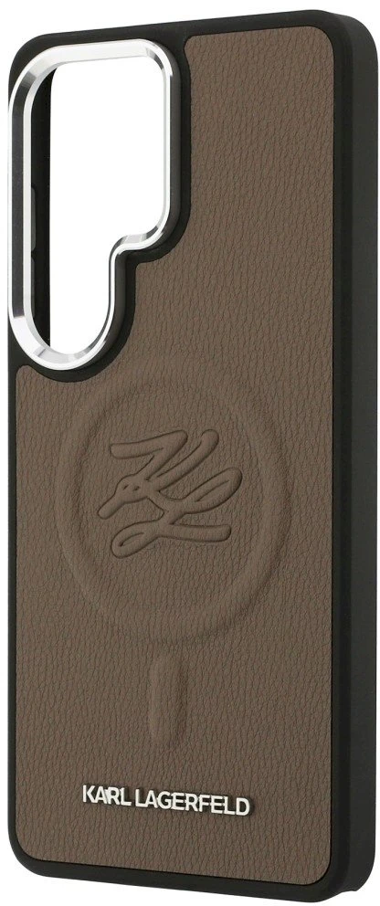 Dėklas Karl Lagerfeld Embossed Ring Initials MagSafe Samsung Galaxy S26 Ultra rudos spalvos