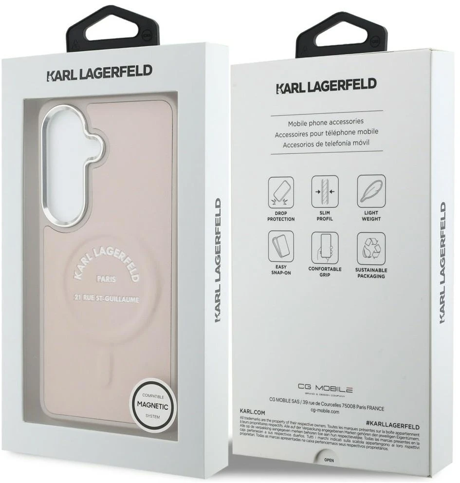 Karl Lagerfeld PU RSG Logo Magnetic dėklas skirtas Samsung Galaxy S26+ Rožinė