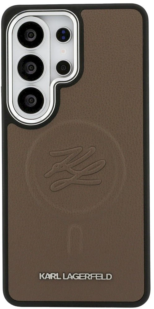 Dėklas Karl Lagerfeld Embossed Ring Initials MagSafe Samsung Galaxy S26 Ultra rudos spalvos