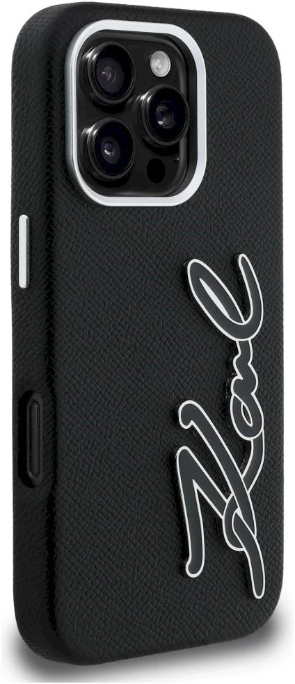 Dėklas Karl Lagerfeld FW Grained Signature Logo iPhone 16 Pro Case - Juodas