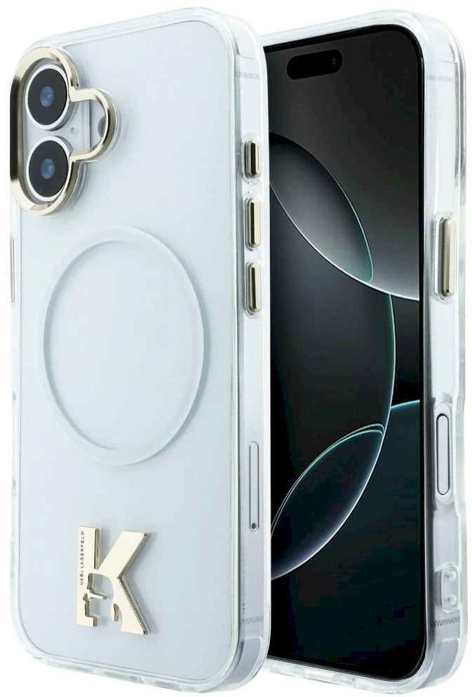 „Karl Lagerfeld IML K Head Logo MagSafe“ dėklas, skirtas „iPhone 17“ – skaidrus