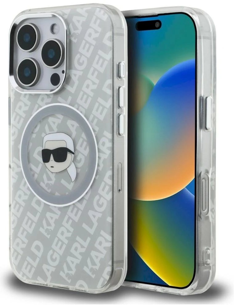 „Karl Lagerfeld IML“ „Karl Head“ logotipo „MagSafe“ dėklas, skirtas „iPhone 16 Pro“ – pilkas
