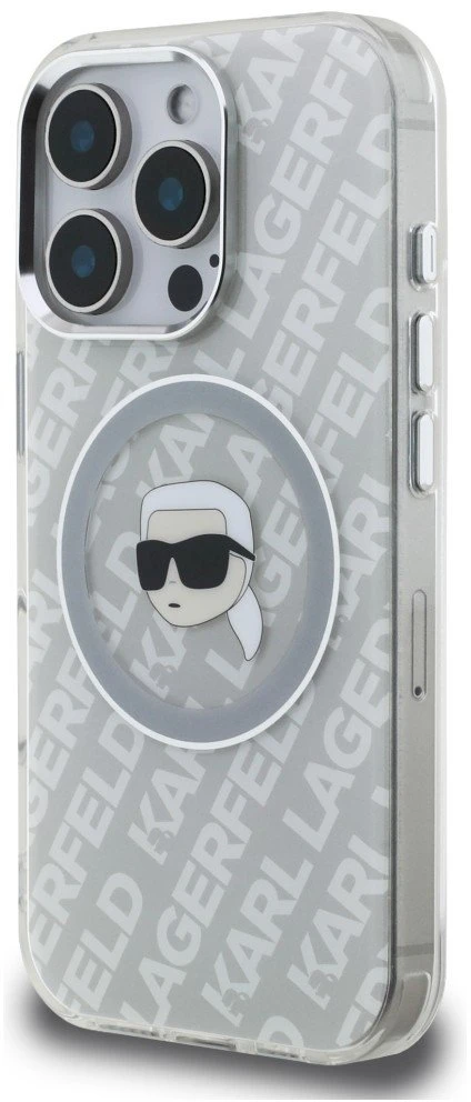 „Karl Lagerfeld IML“ „Karl Head“ logotipo „MagSafe“ dėklas, skirtas „iPhone 16 Pro Max“ – pilkas